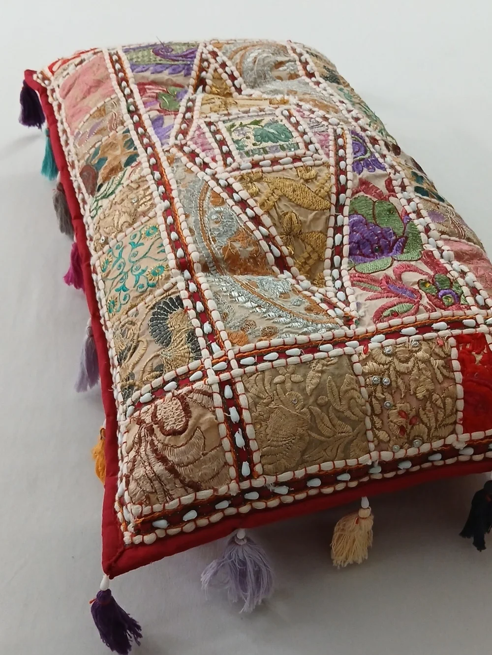 Beautiful Embroidered Patchwork Pillow